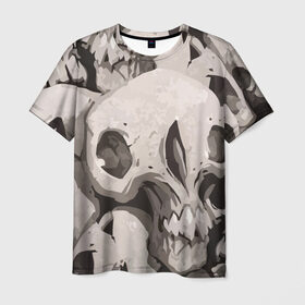 Мужская футболка 3D с принтом Skull kamo в Курске, 100% полиэфир | прямой крой, круглый вырез горловины, длина до линии бедер | helloween | skull | tumblr | хелоуин | череп