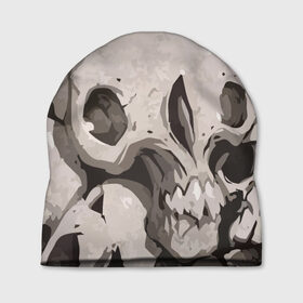 Шапка 3D с принтом Skull kamo в Курске, 100% полиэстер | универсальный размер, печать по всей поверхности изделия | helloween | skull | tumblr | хелоуин | череп