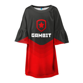 Детское платье 3D с принтом Gambit Gaming Uniform в Курске, 100% полиэстер | прямой силуэт, чуть расширенный к низу. Круглая горловина, на рукавах — воланы | Тематика изображения на принте: counter strike | cs go | gambit | swat | terrorist | гамбит | контр страйк | кс го | спецназ