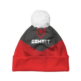 Шапка 3D c помпоном с принтом Gambit Gaming Uniform в Курске, 100% полиэстер | универсальный размер, печать по всей поверхности изделия | counter strike | cs go | gambit | swat | terrorist | гамбит | контр страйк | кс го | спецназ