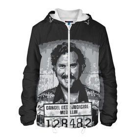 Мужская куртка 3D с принтом Pablo Escobar в Курске, ткань верха — 100% полиэстер, подклад — флис | прямой крой, подол и капюшон оформлены резинкой с фиксаторами, два кармана без застежек по бокам, один большой потайной карман на груди. Карман на груди застегивается на липучку | пабло | эскобар