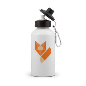 Бутылка спортивная с принтом Лиса минимализм в Курске, металл | емкость — 500 мл, в комплекте две пластиковые крышки и карабин для крепления | Тематика изображения на принте: fox