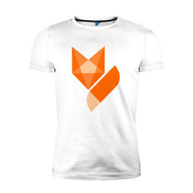 Мужская футболка премиум с принтом Лиса минимализм в Курске, 92% хлопок, 8% лайкра | приталенный силуэт, круглый вырез ворота, длина до линии бедра, короткий рукав | Тематика изображения на принте: fox