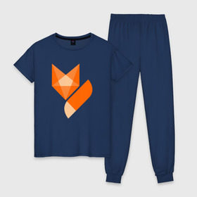 Женская пижама хлопок с принтом Лиса минимализм в Курске, 100% хлопок | брюки и футболка прямого кроя, без карманов, на брюках мягкая резинка на поясе и по низу штанин | fox