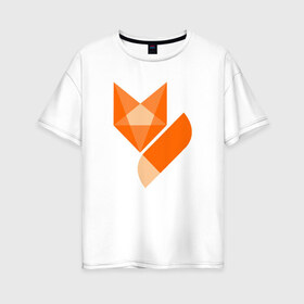 Женская футболка хлопок Oversize с принтом Лиса минимализм в Курске, 100% хлопок | свободный крой, круглый ворот, спущенный рукав, длина до линии бедер
 | fox