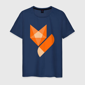 Мужская футболка хлопок с принтом Лиса минимализм в Курске, 100% хлопок | прямой крой, круглый вырез горловины, длина до линии бедер, слегка спущенное плечо. | fox