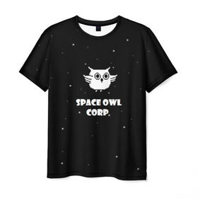 Мужская футболка 3D с принтом Космическая сова в Курске, 100% полиэфир | прямой крой, круглый вырез горловины, длина до линии бедер | астрономия звезды космос сова