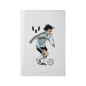 Обложка для паспорта матовая кожа с принтом Messi в Курске, натуральная матовая кожа | размер 19,3 х 13,7 см; прозрачные пластиковые крепления | Тематика изображения на принте: barselona | messi | аргентина | барселона | испания | месси | мяч | футбол