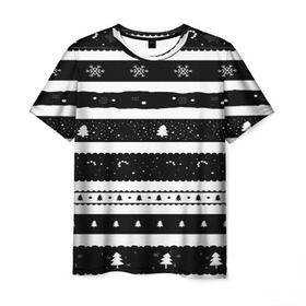 Мужская футболка 3D с принтом Рождество в Курске, 100% полиэфир | прямой крой, круглый вырез горловины, длина до линии бедер | Тематика изображения на принте: вязаный | рождество | свитер | текстура