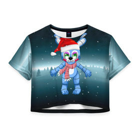 Женская футболка 3D укороченная с принтом Five Nights At Freddy`s в Курске, 100% полиэстер | круглая горловина, длина футболки до линии талии, рукава с отворотами | fnaf | freddy | бонни | медведь | мишка | фнаф | фокси | фредди