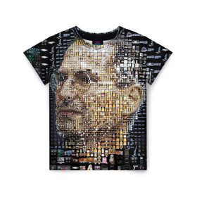 Детская футболка 3D с принтом Стив Джобс в Курске, 100% гипоаллергенный полиэфир | прямой крой, круглый вырез горловины, длина до линии бедер, чуть спущенное плечо, ткань немного тянется | steve jobs