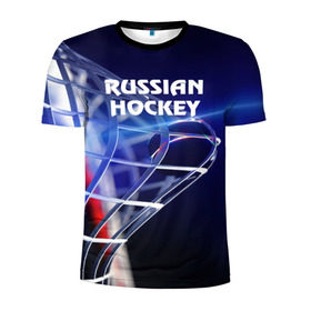 Мужская футболка 3D спортивная с принтом Русский хоккей в Курске, 100% полиэстер с улучшенными характеристиками | приталенный силуэт, круглая горловина, широкие плечи, сужается к линии бедра | Тематика изображения на принте: hockey | red machine | красная машина | кхл | русский | сборная россии | хоккей | шайба