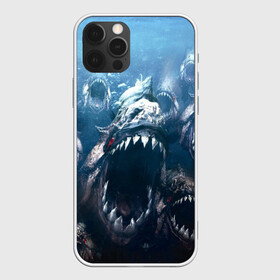 Чехол для iPhone 12 Pro с принтом Голодные пираньи в Курске, силикон | область печати: задняя сторона чехла, без боковых панелей | еда | зубы | клыки | кровь | людоед | монстр | пираньи | пиранья | рыбы | ужас | хищник | челюсти | чудовище