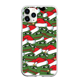 Чехол для iPhone 11 Pro матовый с принтом Sad frog new year в Курске, Силикон |  | Тематика изображения на принте: грустная | дед мороз | лягушка | пепе | санта