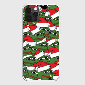 Чехол для iPhone 12 Pro с принтом Sad frog new year в Курске, силикон | область печати: задняя сторона чехла, без боковых панелей | Тематика изображения на принте: грустная | дед мороз | лягушка | пепе | санта