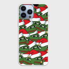 Чехол для iPhone 13 Pro Max с принтом Sad frog new year в Курске,  |  | Тематика изображения на принте: грустная | дед мороз | лягушка | пепе | санта