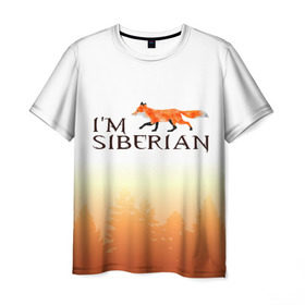 Мужская футболка 3D с принтом Я из Сибири в Курске, 100% полиэфир | прямой крой, круглый вырез горловины, длина до линии бедер | siberia | лес | лиса | приключения | россия | сибирь | тайга | туризм | холод | экстрим