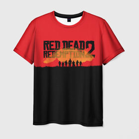Мужская футболка 3D с принтом Red Dead Redemption 2 в Курске, 100% полиэфир | прямой крой, круглый вырез горловины, длина до линии бедер | rdr | rdr2 | red dead redemption 2 | rockstar | дикий запад | ковбои