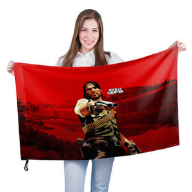 Флаг 3D с принтом Red Dead Redemption в Курске, 100% полиэстер | плотность ткани — 95 г/м2, размер — 67 х 109 см. Принт наносится с одной стороны | rdr | rdr2 | red dead redemption 2 | rockstar | дикий запад | ковбои