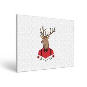 Холст прямоугольный с принтом Christmas Deer в Курске, 100% ПВХ |  | Тематика изображения на принте: new year | олень | рождество | роза | снег | узор