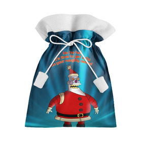 Подарочный 3D мешок с принтом Робот Санта в Курске, 100% полиэстер | Размер: 29*39 см | futurama | зима | мультфильм | новый год | рождество | футурама