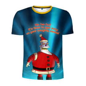 Мужская футболка 3D спортивная с принтом Робот Санта в Курске, 100% полиэстер с улучшенными характеристиками | приталенный силуэт, круглая горловина, широкие плечи, сужается к линии бедра | futurama | зима | мультфильм | новый год | рождество | футурама