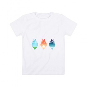 Детская футболка хлопок с принтом Пейзаж через Тоторо в Курске, 100% хлопок | круглый вырез горловины, полуприлегающий силуэт, длина до линии бедер | 