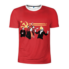 Мужская футболка 3D спортивная с принтом Back in the USSR в Курске, 100% полиэстер с улучшенными характеристиками | приталенный силуэт, круглая горловина, широкие плечи, сужается к линии бедра | гевара | ленин | ретро | советский | союз | ссср | сталин | че