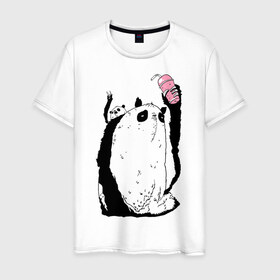 Мужская футболка хлопок с принтом panda в Курске, 100% хлопок | прямой крой, круглый вырез горловины, длина до линии бедер, слегка спущенное плечо. | dd | drop dead | dropdead | milk | milkshake | panda | tmblr | tumbler