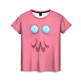 Женская футболка 3D с принтом Доктор Зойдберг в Курске, 100% полиэфир ( синтетическое хлопкоподобное полотно) | прямой крой, круглый вырез горловины, длина до линии бедер | будущее | врач | краб | лицо | розовый | фантастика | футурама | щупальца