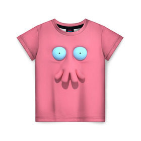 Детская футболка 3D с принтом Доктор Зойдберг в Курске, 100% гипоаллергенный полиэфир | прямой крой, круглый вырез горловины, длина до линии бедер, чуть спущенное плечо, ткань немного тянется | будущее | врач | краб | лицо | розовый | фантастика | футурама | щупальца