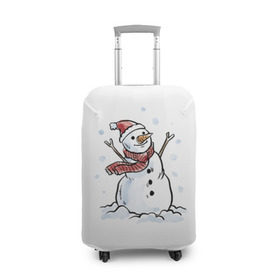 Чехол для чемодана 3D с принтом Снеговик в Курске, 86% полиэфир, 14% спандекс | двустороннее нанесение принта, прорези для ручек и колес | happy new year | new year | santa claus | дед мороз | дедушка мороз | новый год | санта клаус | снеговик