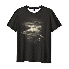 Мужская футболка 3D с принтом Cosmic Shark в Курске, 100% полиэфир | прямой крой, круглый вырез горловины, длина до линии бедер | space | галактика | космос | рыба
