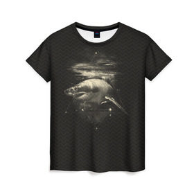 Женская футболка 3D с принтом Cosmic Shark в Курске, 100% полиэфир ( синтетическое хлопкоподобное полотно) | прямой крой, круглый вырез горловины, длина до линии бедер | Тематика изображения на принте: space | галактика | космос | рыба