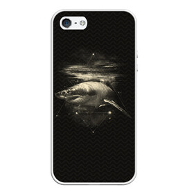 Чехол для iPhone 5/5S матовый с принтом Cosmic Shark в Курске, Силикон | Область печати: задняя сторона чехла, без боковых панелей | Тематика изображения на принте: space | галактика | космос | рыба