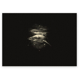 Поздравительная открытка с принтом Cosmic Shark в Курске, 100% бумага | плотность бумаги 280 г/м2, матовая, на обратной стороне линовка и место для марки
 | Тематика изображения на принте: space | галактика | космос | рыба