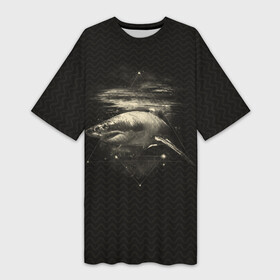 Платье-футболка 3D с принтом Cosmic Shark в Курске,  |  | space | галактика | космос | рыба
