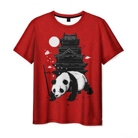 Мужская футболка 3D с принтом Panda Warrior в Курске, 100% полиэфир | прямой крой, круглый вырез горловины, длина до линии бедер | japan | panda | панда
