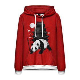 Мужская толстовка 3D с принтом Panda Warrior в Курске, 100% полиэстер | двухслойный капюшон со шнурком для регулировки, мягкие манжеты на рукавах и по низу толстовки, спереди карман-кенгуру с мягким внутренним слоем. | japan | panda | панда