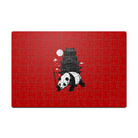 Пазл магнитный 126 элементов с принтом Panda Warrior в Курске, полимерный материал с магнитным слоем | 126 деталей, размер изделия —  180*270 мм | japan | panda | панда