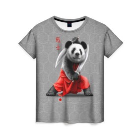 Женская футболка 3D с принтом Master Panda в Курске, 100% полиэфир ( синтетическое хлопкоподобное полотно) | прямой крой, круглый вырез горловины, длина до линии бедер | ninja | panda | ниндзя | панда