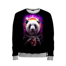 Детский свитшот 3D с принтом Panda Cosmonaut в Курске, 100% полиэстер | свободная посадка, прямой крой, мягкая тканевая резинка на рукавах и понизу свитшота | bear | galaxy | panda | space | star | астронавт | галактика | звезда | космонавт | космос | медведь | панда