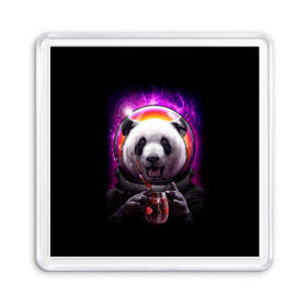 Магнит 55*55 с принтом Panda Cosmonaut в Курске, Пластик | Размер: 65*65 мм; Размер печати: 55*55 мм | bear | galaxy | panda | space | star | астронавт | галактика | звезда | космонавт | космос | медведь | панда