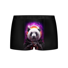 Мужские трусы 3D с принтом Panda Cosmonaut в Курске, 50% хлопок, 50% полиэстер | классическая посадка, на поясе мягкая тканевая резинка | bear | galaxy | panda | space | star | астронавт | галактика | звезда | космонавт | космос | медведь | панда