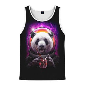 Мужская майка 3D с принтом Panda Cosmonaut в Курске, 100% полиэстер | круглая горловина, приталенный силуэт, длина до линии бедра. Пройма и горловина окантованы тонкой бейкой | Тематика изображения на принте: bear | galaxy | panda | space | star | астронавт | галактика | звезда | космонавт | космос | медведь | панда