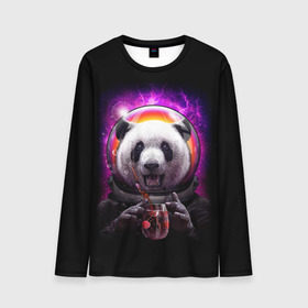 Мужской лонгслив 3D с принтом Panda Cosmonaut в Курске, 100% полиэстер | длинные рукава, круглый вырез горловины, полуприлегающий силуэт | bear | galaxy | panda | space | star | астронавт | галактика | звезда | космонавт | космос | медведь | панда