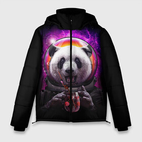 Мужская зимняя куртка 3D с принтом Panda Cosmonaut в Курске, верх — 100% полиэстер; подкладка — 100% полиэстер; утеплитель — 100% полиэстер | длина ниже бедра, свободный силуэт Оверсайз. Есть воротник-стойка, отстегивающийся капюшон и ветрозащитная планка. 

Боковые карманы с листочкой на кнопках и внутренний карман на молнии. | Тематика изображения на принте: bear | galaxy | panda | space | star | астронавт | галактика | звезда | космонавт | космос | медведь | панда