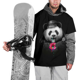 Накидка на куртку 3D с принтом Donut Panda в Курске, 100% полиэстер |  | bear | donut | panda | police | коп | медведь | панда | пончик