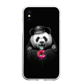 Чехол для iPhone XS Max матовый с принтом Donut Panda в Курске, Силикон | Область печати: задняя сторона чехла, без боковых панелей | bear | donut | panda | police | коп | медведь | панда | пончик