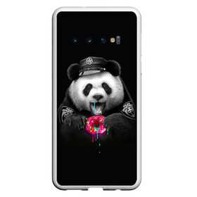 Чехол для Samsung Galaxy S10 с принтом Donut Panda в Курске, Силикон | Область печати: задняя сторона чехла, без боковых панелей | bear | donut | panda | police | коп | медведь | панда | пончик